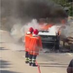 Në aksin Kuç-Qeparo, Shkrumbohet një automjet